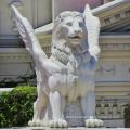 large animal stone carving marble life size winged lion statue WLSM-4001